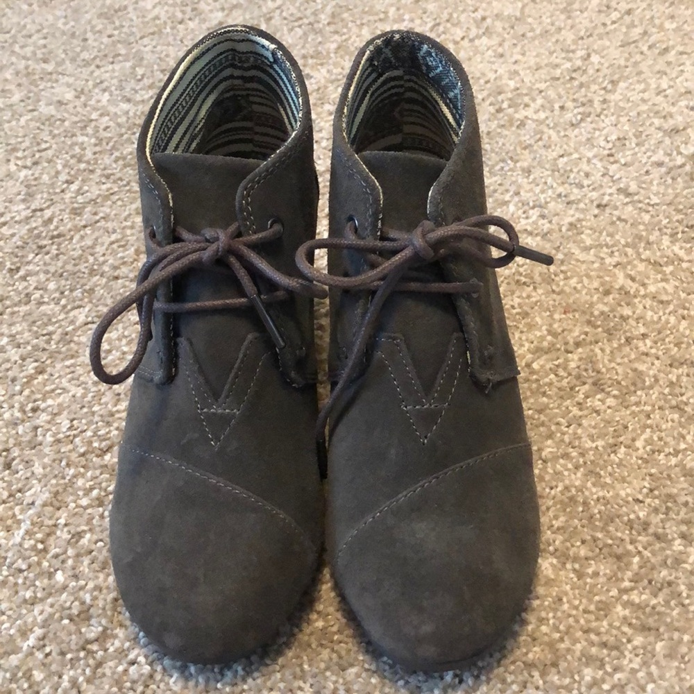 TOMS Grey Wedge Bootie